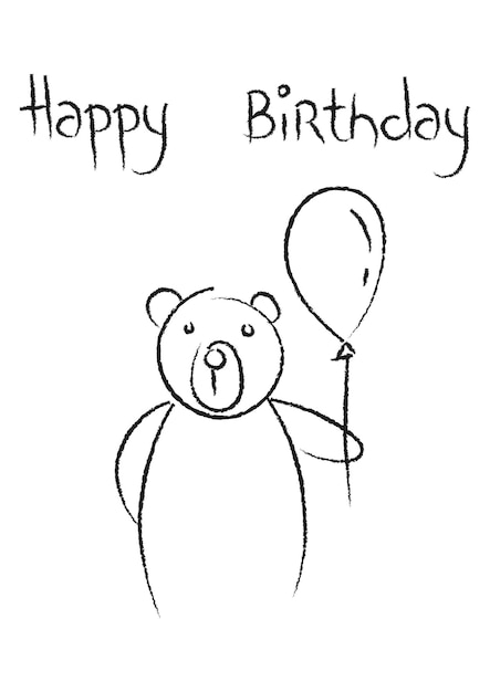 Tarjeta de feliz cumpleaños feliz cumpleos con un oso y un globo