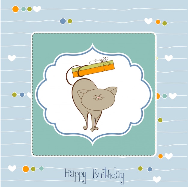 Tarjeta de feliz cumpleaños con lindo gato