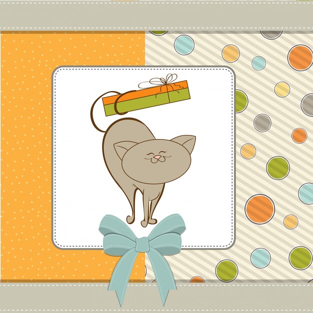 Tarjeta de feliz cumpleaños con lindo gato