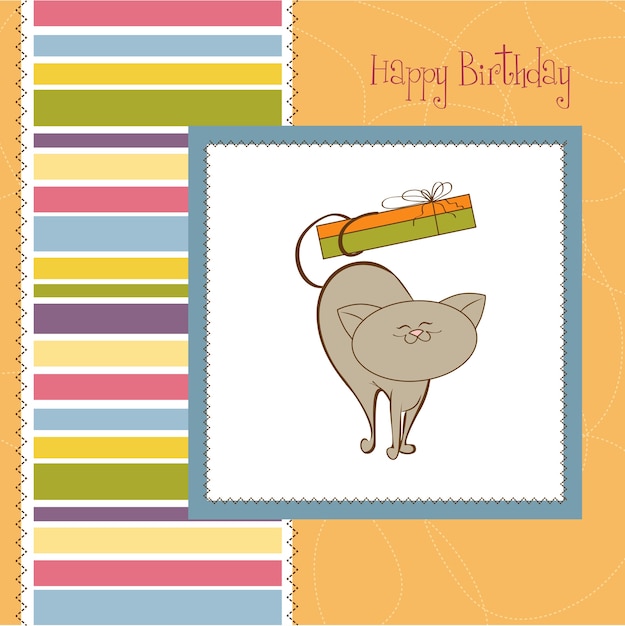 Tarjeta de feliz cumpleaños con lindo gato