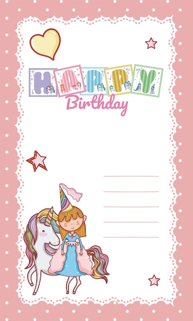 Tarjeta de feliz cumpleaños para niña