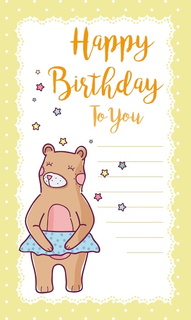 Tarjeta del feliz cumpleaños con oso