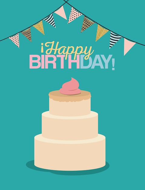 Vector tarjeta de feliz cumpleaños de postre