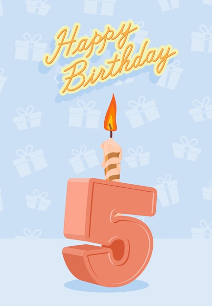 Vector tarjeta de feliz cumpleaños con quinto cumpleaños