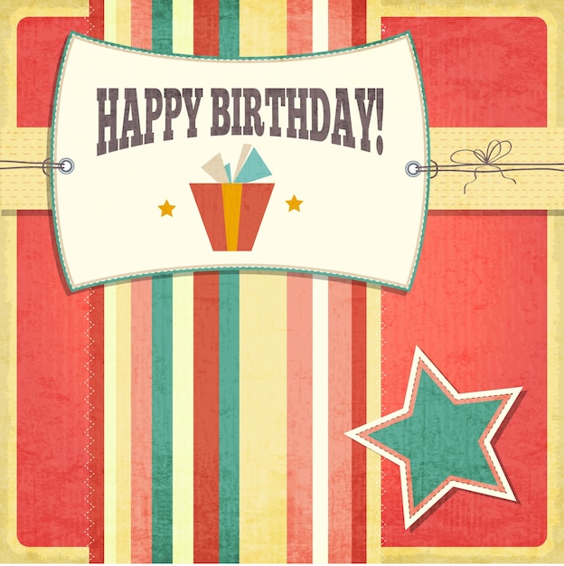 Tarjeta de feliz cumpleaños retro