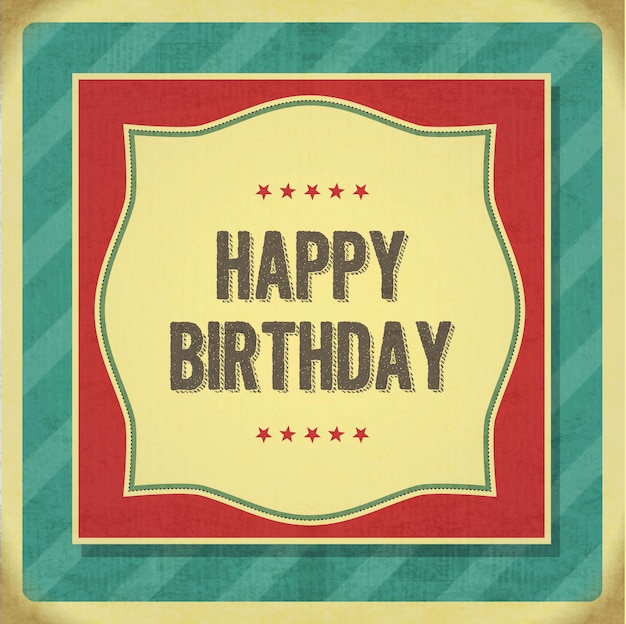 Tarjeta de feliz cumpleaños retro