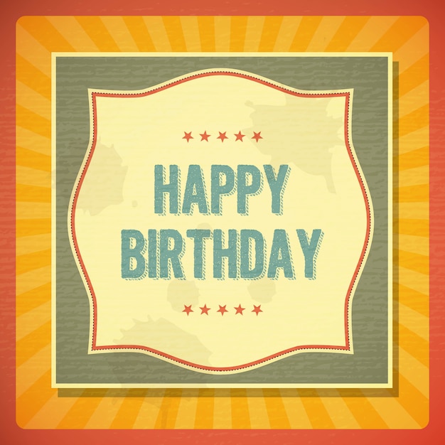 Tarjeta de feliz cumpleaños retro