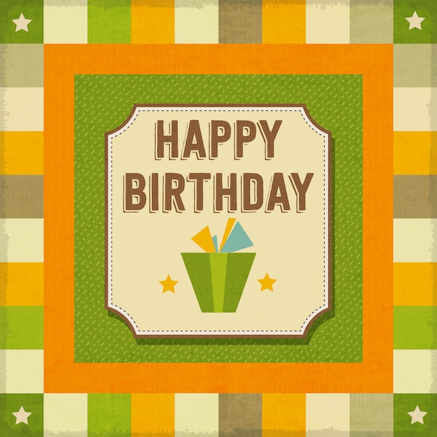Tarjeta de feliz cumpleaños retro