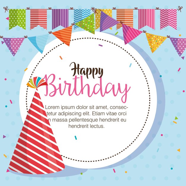 tarjeta de feliz cumpleaños sombrero celebración