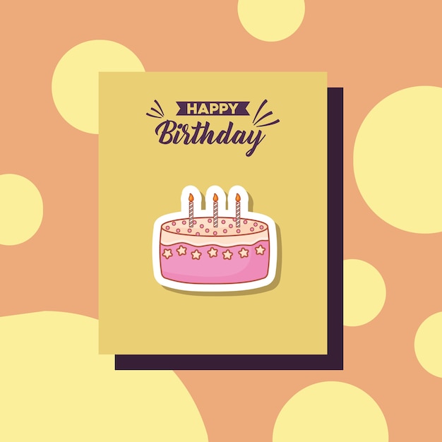 tarjeta de feliz cumpleaños con torta dulce