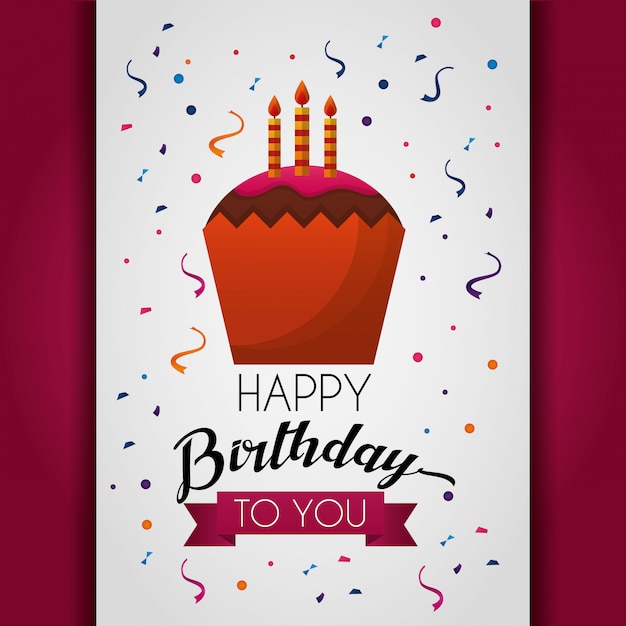 Tarjeta De Feliz Cumpleaños Vector Premium