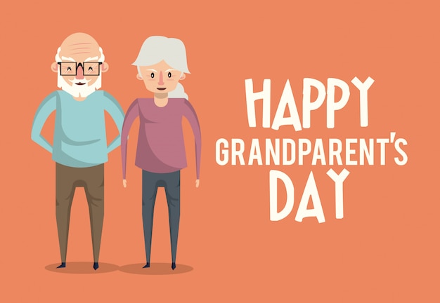 Tarjeta de feliz día de los abuelos con dibujos animados