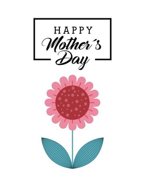 tarjeta de feliz día de la madre con el icono de la flor