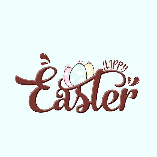 Vector tarjeta de feliz día de pascua con letras vector premium