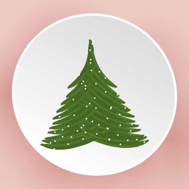 Tarjeta de feliz Navidad abstracta con abeto en un círculo
