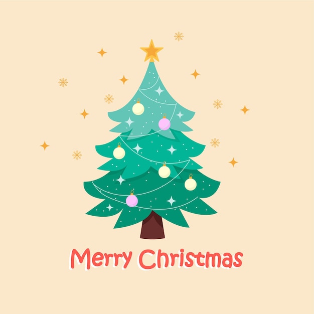 Tarjeta de feliz Navidad con árbol de Navidad festivo ilustración vectorial