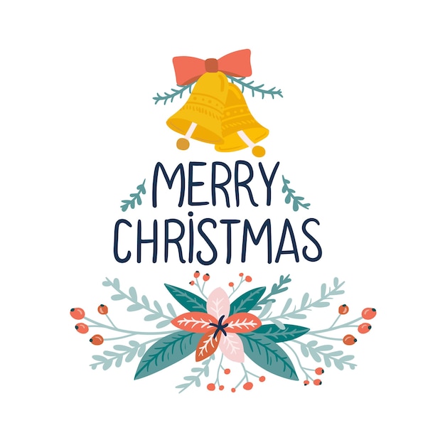 Tarjeta de feliz navidad con árbol de navidad y regalos