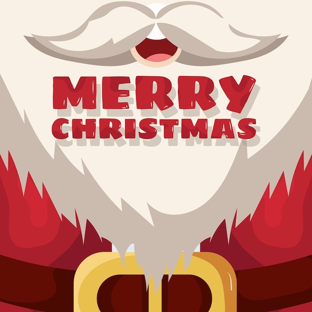 Tarjeta de feliz navidad con barba blanca de santa claus