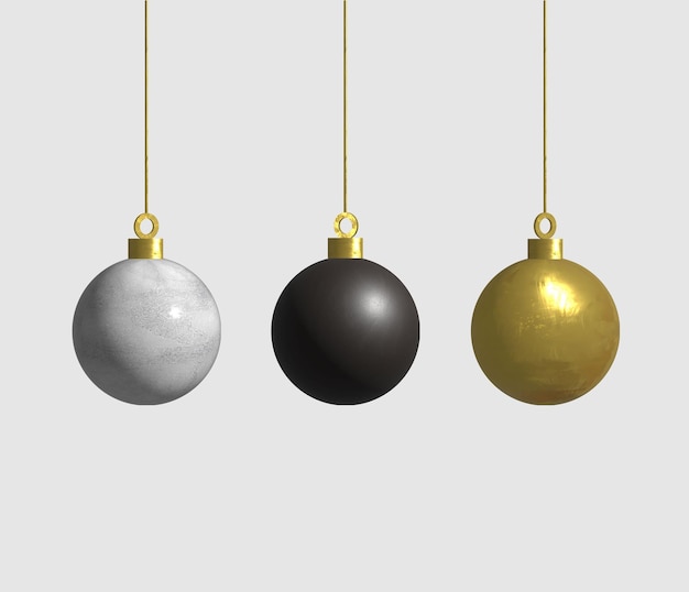 Tarjeta de feliz Navidad con bolas colgantes decorativas Tarjeta de Navidad corporativa con adornos 3D