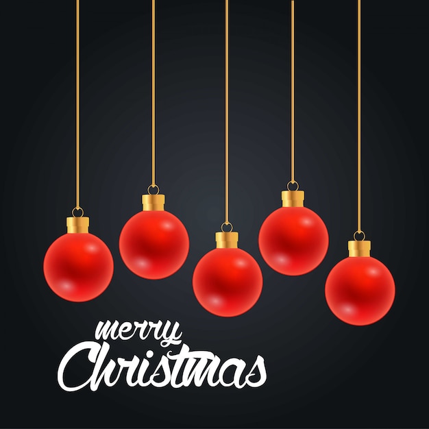 Tarjeta de feliz Navidad colgando de la bola