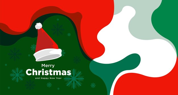 Tarjeta de feliz Navidad e ilustración vectorial de pancarta en colores rojo, blanco y verde 2024