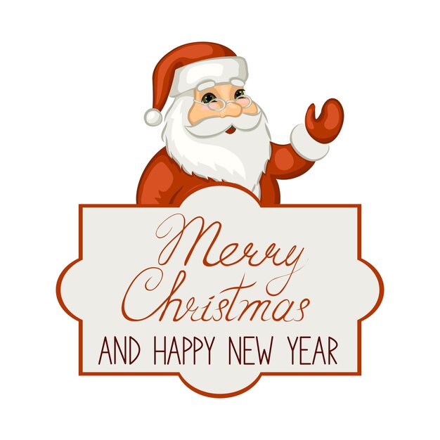 Tarjeta de feliz Navidad y feliz año nuevo. lindo, caricatura, santa claus