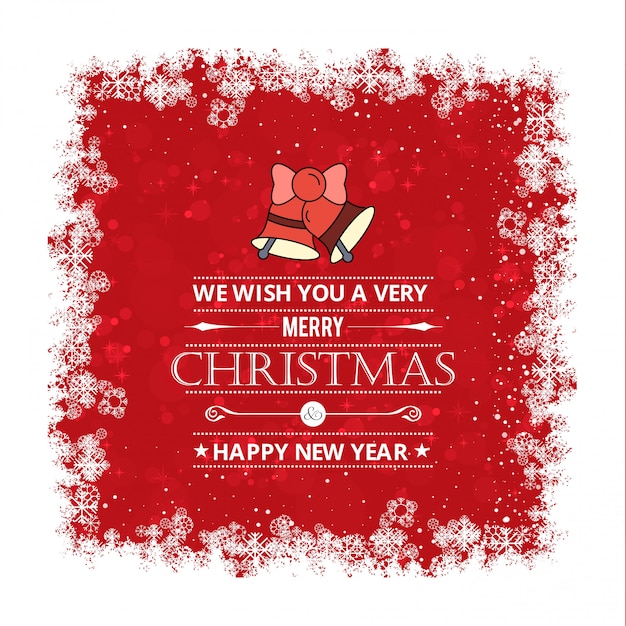 Tarjeta de feliz Navidad con fondo rojo y vector de tipografía