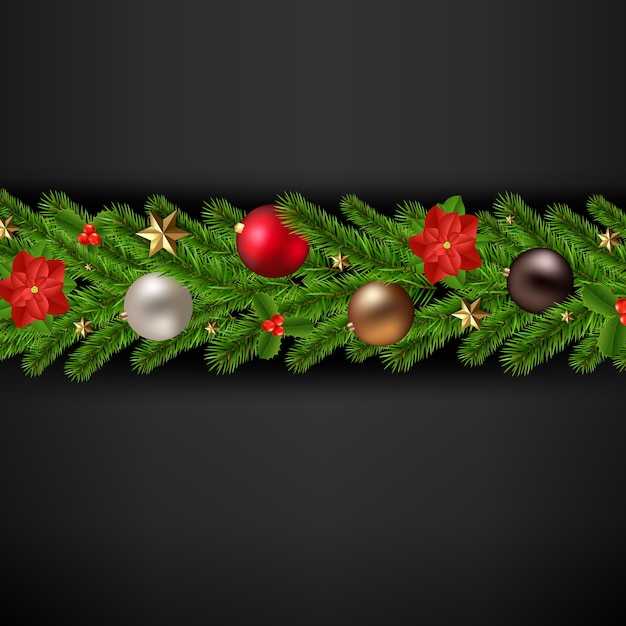 Tarjeta de feliz navidad con guirnalda de navidad