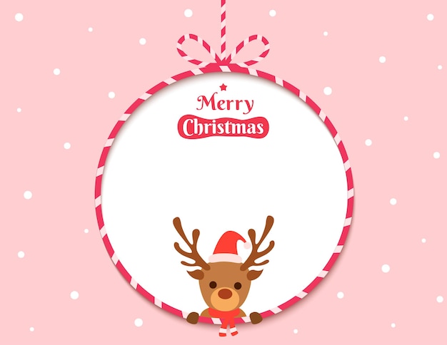 Vector tarjeta de feliz navidad con ilustración de renos.