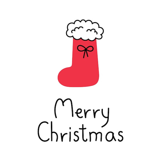 Tarjeta de feliz Navidad con medias y letras.