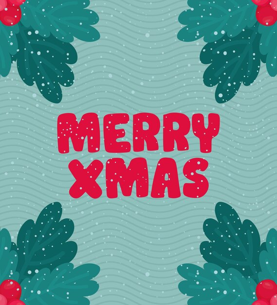 Tarjeta de feliz navidad con muérdago