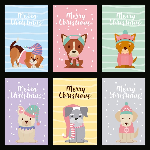 Tarjeta de feliz navidad perro