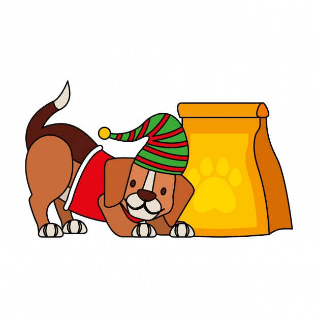 Tarjeta de feliz navidad perro