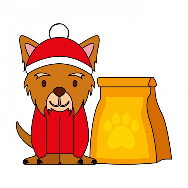 Tarjeta de feliz navidad perro