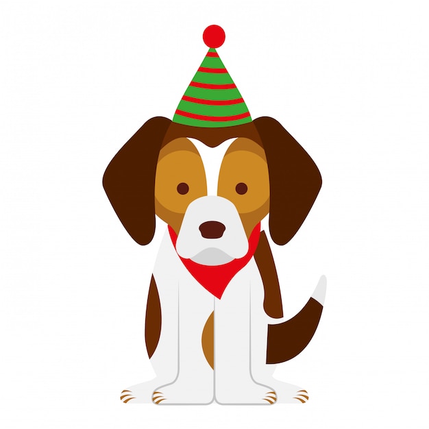 Vector tarjeta de feliz navidad perro