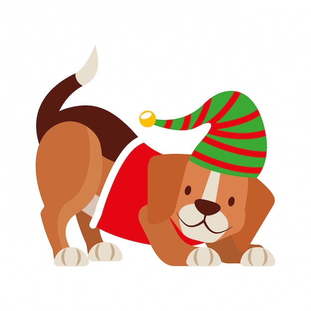 Tarjeta de feliz navidad perro