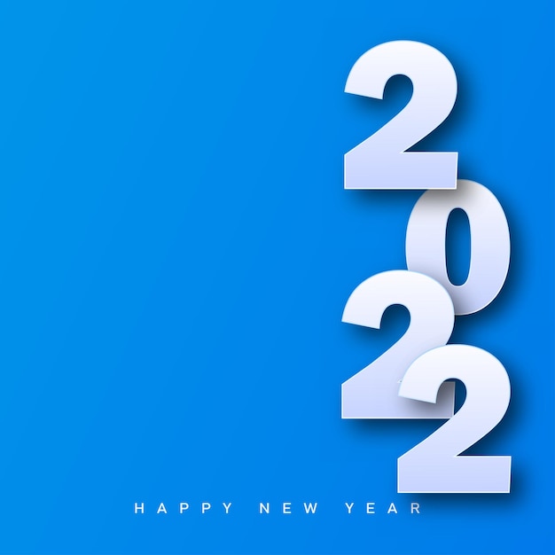 Tarjeta de feliz Navidad y próspero año nuevo 2022 sobre fondo azul. Vector