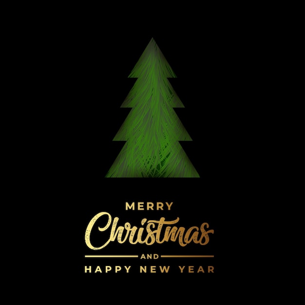 Tarjeta de feliz navidad y próspero año nuevo con pino verde