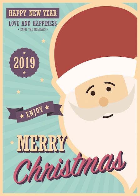 Tarjeta de feliz navidad con santa claus