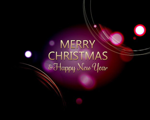 Tarjeta de feliz navidad sobre fondo negro con malla de degradado, ilustración vectorial
