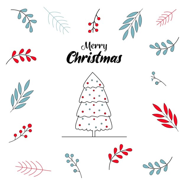 Tarjeta de feliz Navidad Vector Premium