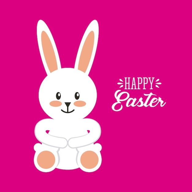 tarjeta de feliz Pascua con el icono de conejito