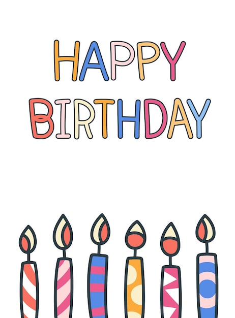 Tarjeta festiva para cumpleaños dibujos animados de estilo infantil diseño vectorial