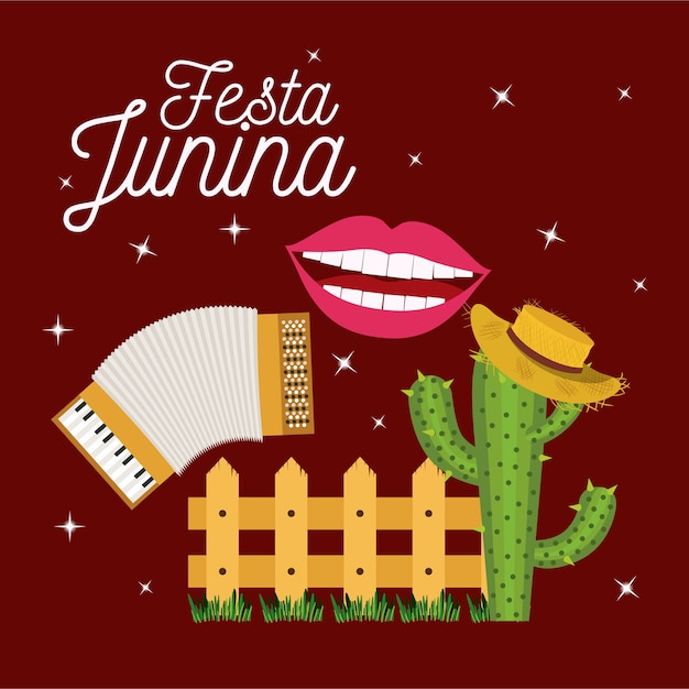 Vector tarjeta de fiesta junina