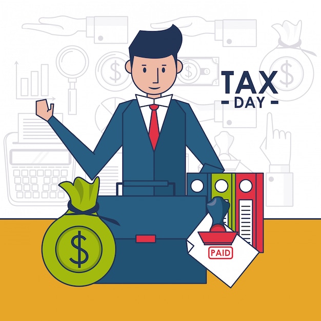 Vector tarjeta de finanzas de día de impuestos