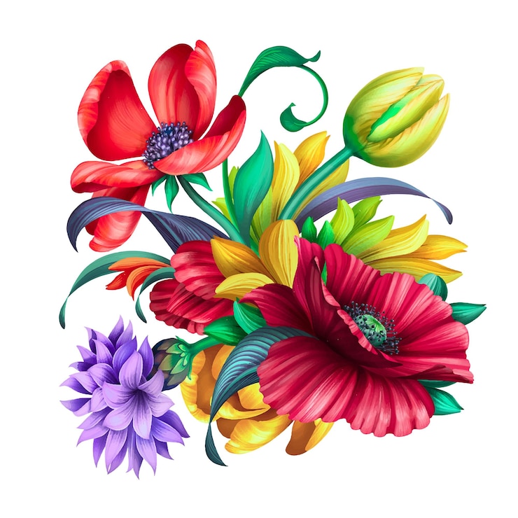 Vector tarjeta floral, arte digital, diseño floral.