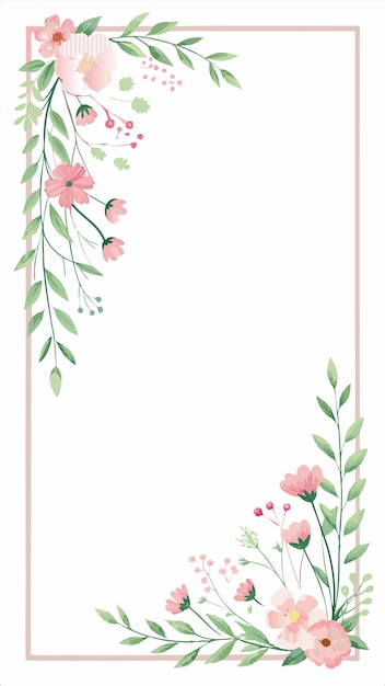 una tarjeta floral rosa y verde con una mariposa en la parte inferior