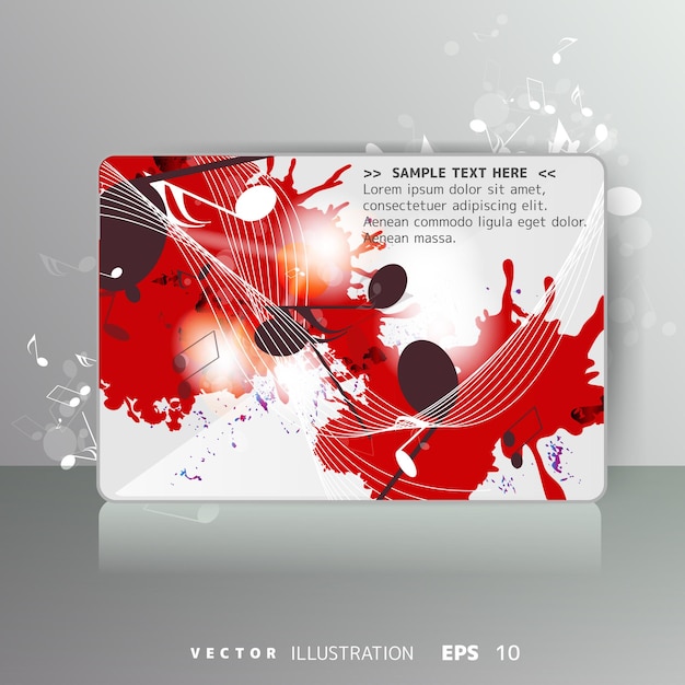 Tarjeta con fondo abstracto con notas musicales.