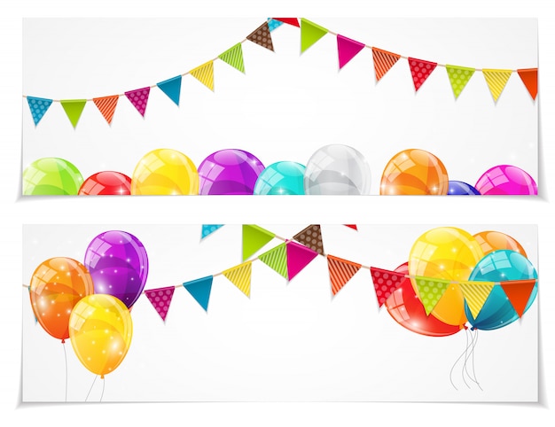 Vector tarjeta globos color brillante conjunto ilustración fondo