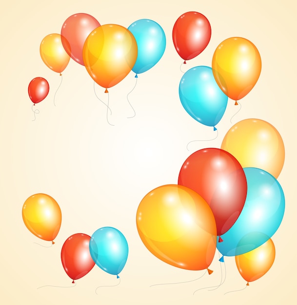 Tarjeta de globos de colores para cumpleaños o fiesta.